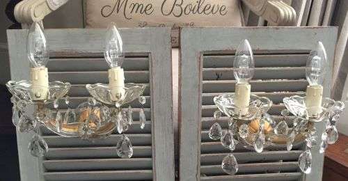 Vintage pair of Italian glass wall sconces / chandeliers