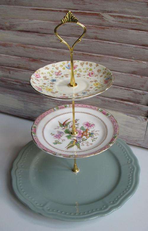Vintage three tiered cake plate stand
