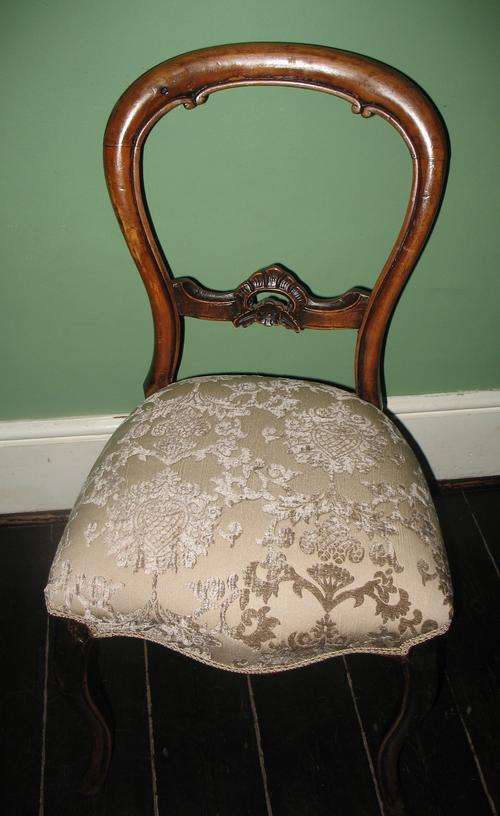 Victorian mahogany bustle-back chair reupholstered