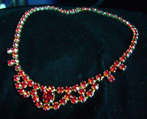 Vintage ruby red rhinestone necklace from the 1950's