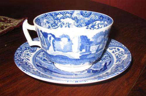 Copeland Spode Italian blue and white tea cup and saucer