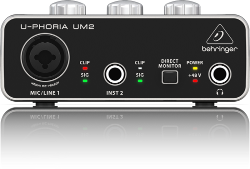 BEHRINGER UM2 2x2 USB Soundcard/Audio Interface with XENYX Mic Preamplifier
