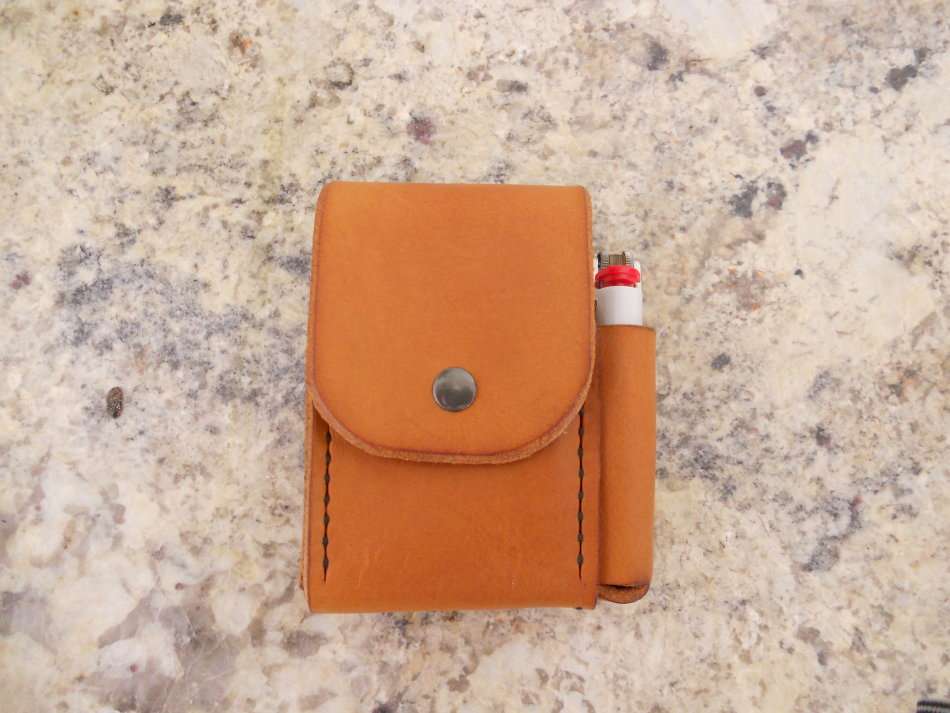 Genuine Handstitched Leather Cigarette and Lighter Case