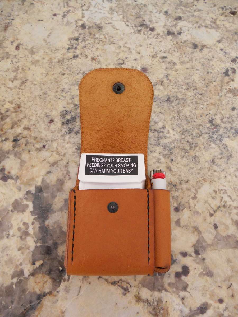 Genuine Handstitched Leather Cigarette and Lighter Case