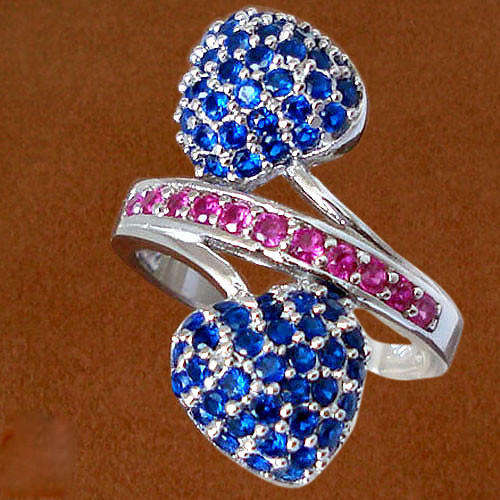 GORGEOUS SAPPHIRES & RUBIES  in SOLID 925 STERLING SILVER. Size 8 1/2