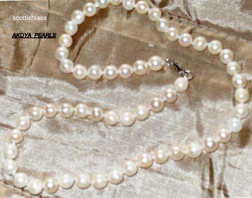 AKOYA PEARLS WITH 925 SILVER LOBSTER CLASP. 18inch LENGTH.