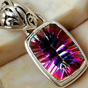 LOVELY PENDANT IN SOLID 925 STERLING SILVER WITH MYSTIC TOPAZ.