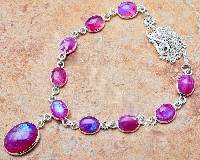 BEAUTIFUL NECKLACE WITH PINK  MOONSTONES SET IN SOLID 925 STERLING SILVER. 925 SOLID SILVER CHAIN.