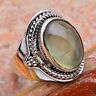 STUNNING RING IN SOLID 925 SILVER WITH PREHNITE.  SIZE 7 1/2