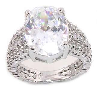 BRILLIANT  6 CWT. SOLITAIRE RING WITH CREATED DIAMOND PLATED IN WHITE GOLD + RHODIUM FINISH. SIZE 8.