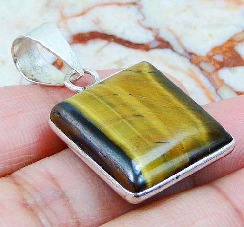 TIGER EYE & SOLID 925 STERLING SILVER. 40 mm.