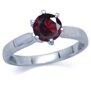 GORGEOUS! SOLID 925 STERLING SILVER RING WITH GENUINE 1ct. GARNET SOLITAIRE . SIZE 7.