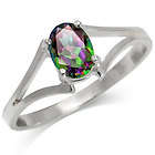 LOVELY GENUINE MYSTIC TOPAZ IN SOLID 925 STERLING SILVER. SIZE 6.