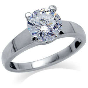 Exquisite!! SOLID 925 STERLING SILVER SOLITAIRE ENGAGEMENT RING with 8mm C.Z. SIZE O