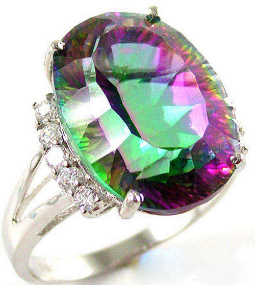 FABULOUS!! 15 CARATS MYSTIC TOPAZ 925 STERLING SILVER COCKTAIL RING.SIZE 7 ~ N.
