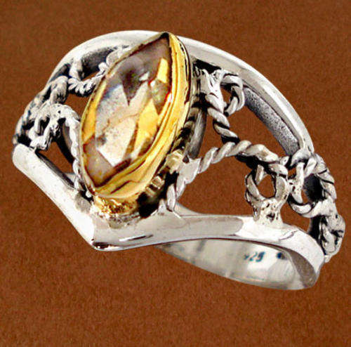 STUNNING RING ! [[ 1 Cwt. GENUINE YELLOW CITRINE]] in SOLID 925 STERLING SILVER. SIZE 7.5