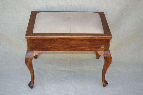 Queen Anne piano stool with suede cusion - 59cm x 38cm x 48cm high