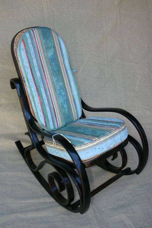Bentwood rocking chair with cane and loose cushions, new material