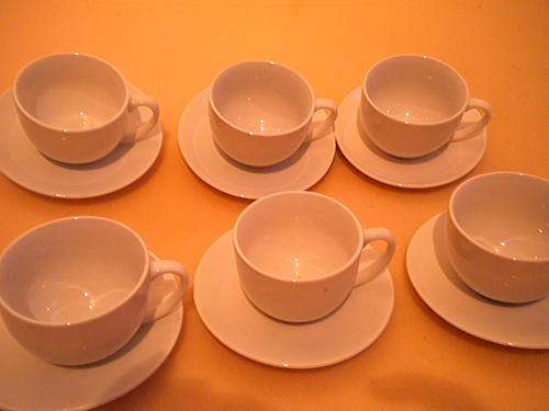 Set of 6 Finesse fine porcelain cups and saucers