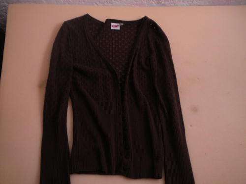 Sexy brown knitted button jersey/top - size 10