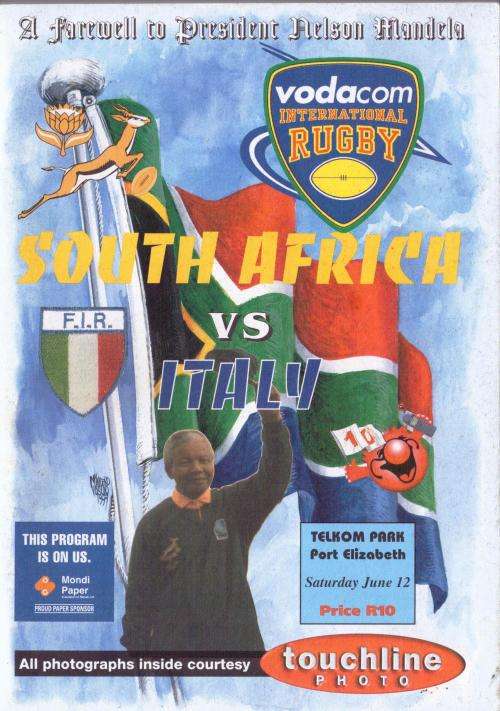 Test Match Programme: Springboks vs Italy 1999