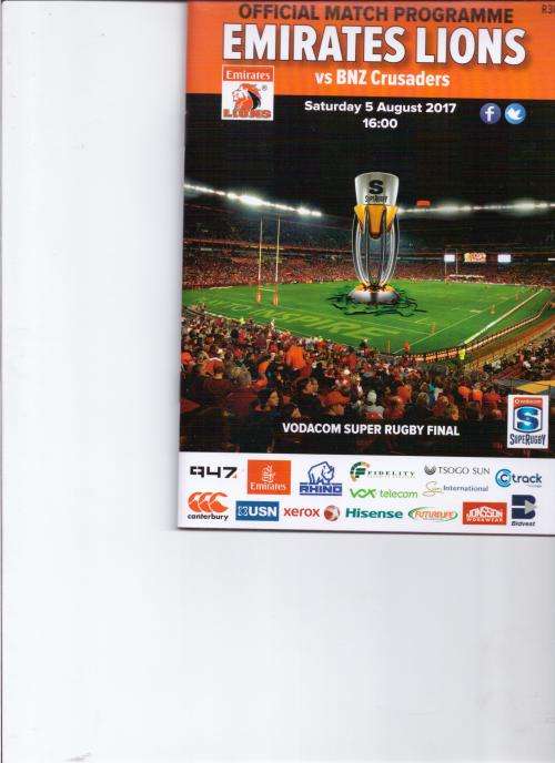 Programme: 2017 Super Rugby Final: Lions vs Crusaders