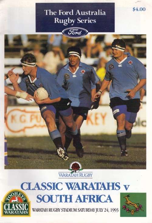 Programme Waratahs versus South Africa 1994