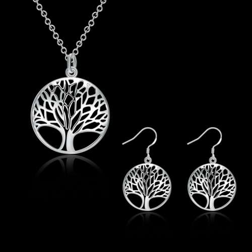 ~***925 Silver Plated Tree of Life Pendant Necklace & Earrings Set***~