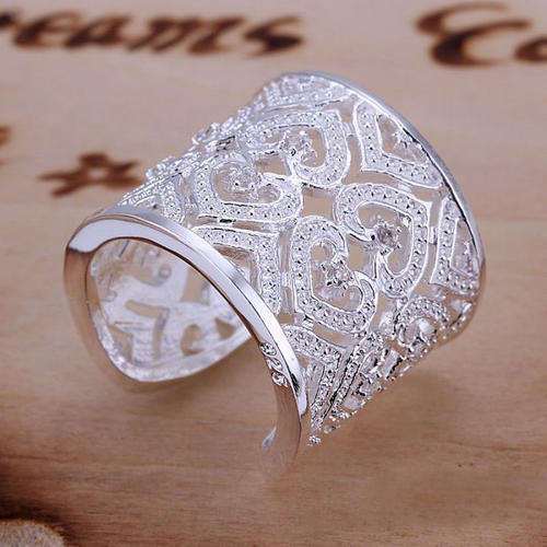 925 Sterling Silver Plated Ring ( RESIZABLE ) Beautiful! *3 on auction* !!!