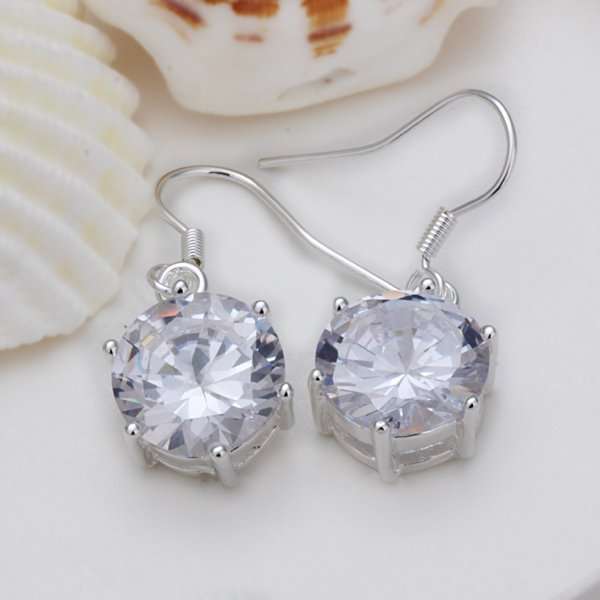 ***925 Sterling Silver Plated*** - 12 mm Super Stunning Zircon Crystal Dangle Earrings**