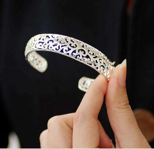 **Beautiful-  silver plated  cuff  filligree bangle**