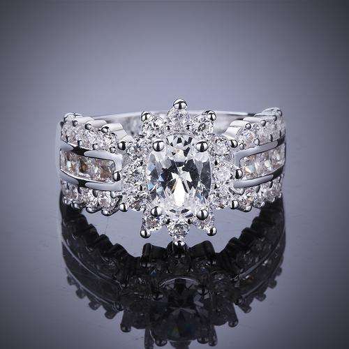 925 Sterling silver plated cz and crystal ring -  size 7  - Stunning