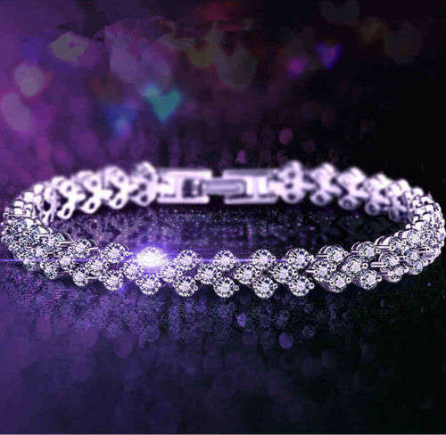 Gorgeous Princess Cut Platinum Plated Tennis bracelet