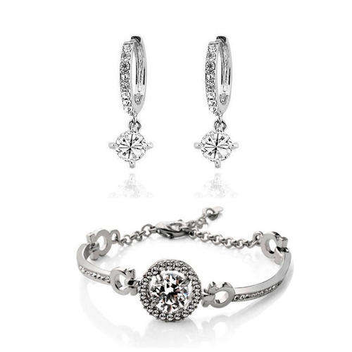 Sparkling Round Cut clear 8mm CZ  Tennis Bracelet + Free Earrings