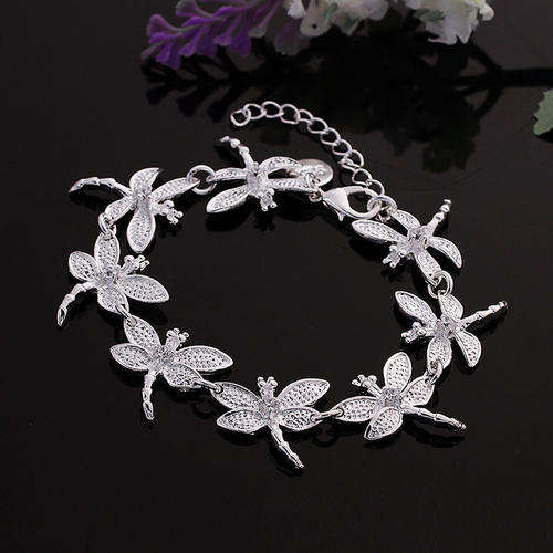 *Very popular 925 sterling silver plated dragonfly bracelet*