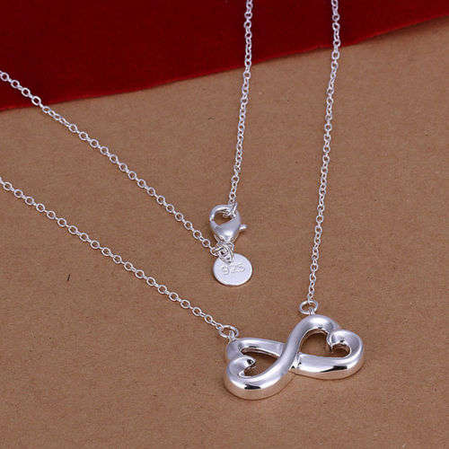 ***LOW PRICE**Beautiful 925 Sterling silver plated infinity pendant and necklace