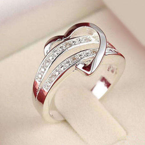 925 Silver Plated heart ring