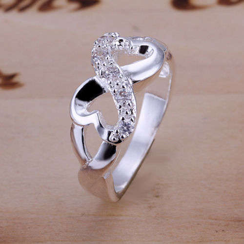 *** BEAUTIFUL*** 925 Silver Plated Stamped Infinity Crystal Design Ring - Sizes 7/8/9/10