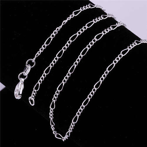 **LOWEST PRICE** 925 Sterling Silver plated 2mm Figaro Chain - 24 inch