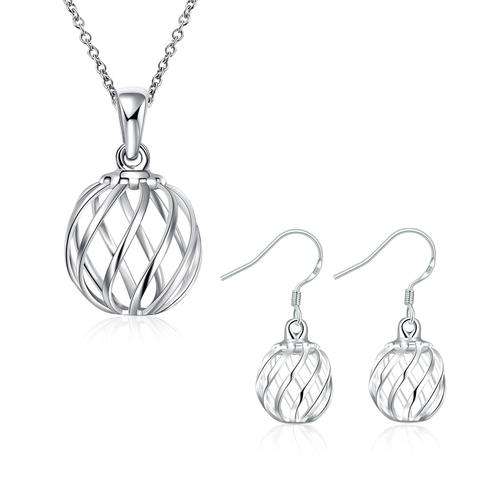 925 Silver Plated Pendant Necklace and Earrings Set