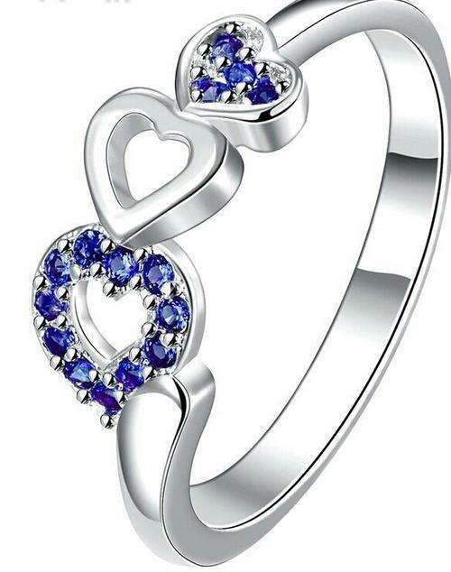 925 Silver Plated Petite crystal ring