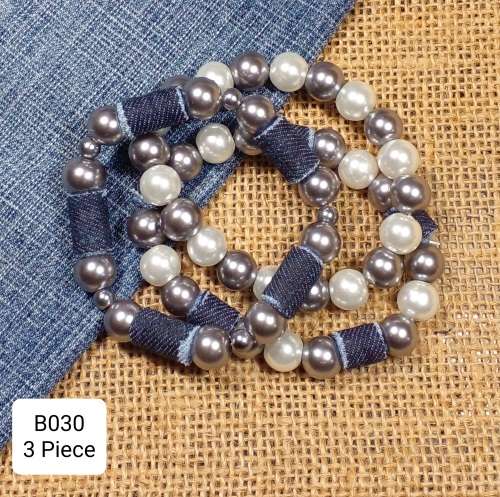 3 Piece One of a kind fashion Denim style bracelets
