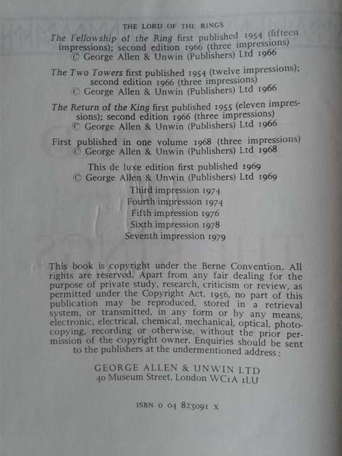 ***LORD OF THE RINGS - J. R. R. Tolkien - Deluxe Edition - 1979***