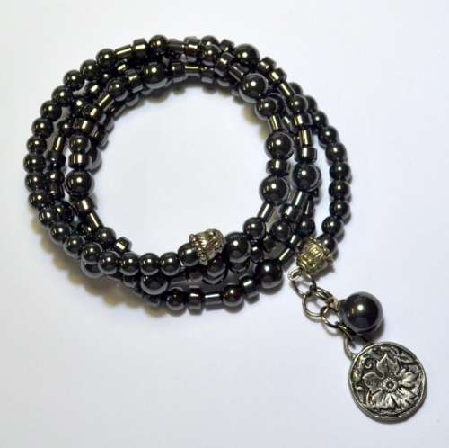 Bracelet:  Hematite on memory wire