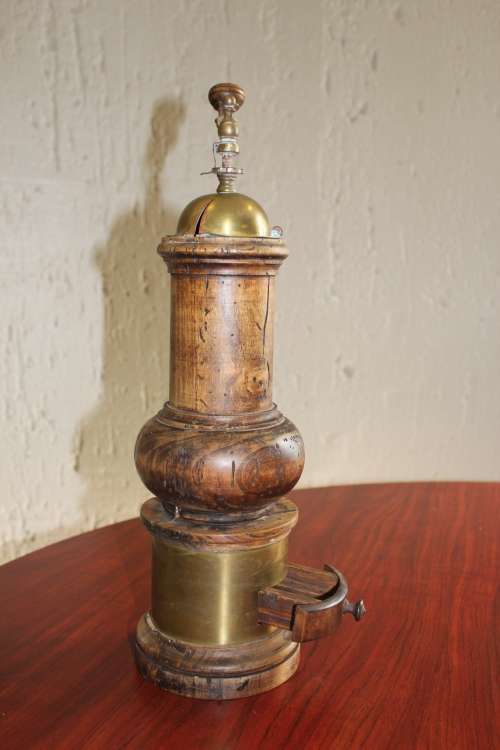 Antique Italian Solid Wood and Brass Coffee Grinder Mill 43 cm tall by 12.5cm wide (untested)
