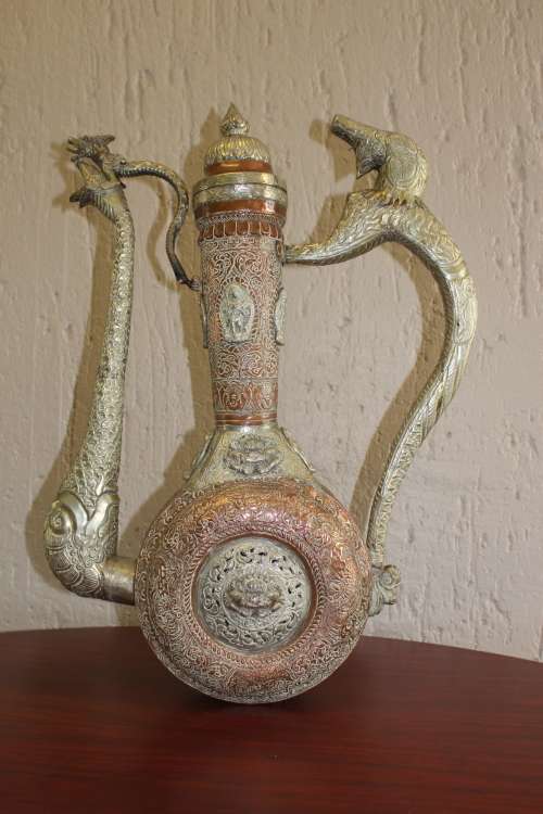 Spectacular Antique Tibetan Kashmiri Ceremonial Dragon Ewer Circa mid 1800s 65cm tall x 45 x 17