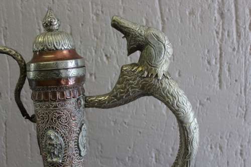 Spectacular Antique Tibetan Kashmiri Ceremonial Dragon Ewer Circa mid 1800s 65cm tall x 45 x 17