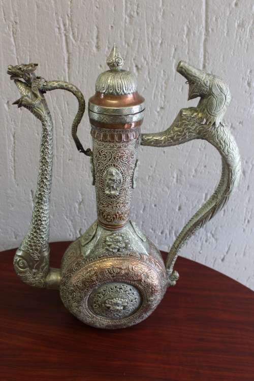 Spectacular Antique Tibetan Kashmiri Ceremonial Dragon Ewer Circa mid 1800s 65cm tall x 45 x 17