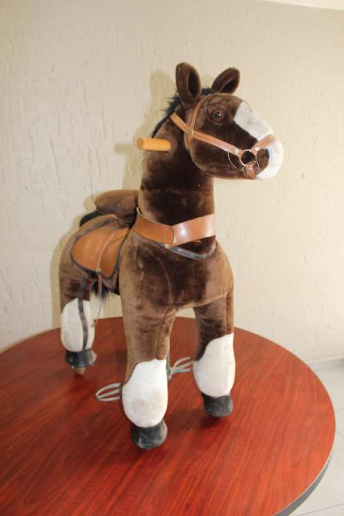 ORIGINAL LARGE PONYCYCLE MECHANICAL ROCKING HORSE IN WORKING ORDER 94CM TALL X 85CM SADDLE 63CM HIGH