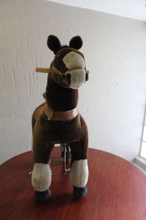 ORIGINAL LARGE PONYCYCLE MECHANICAL ROCKING HORSE IN WORKING ORDER 94CM TALL X 85CM SADDLE 63CM HIGH